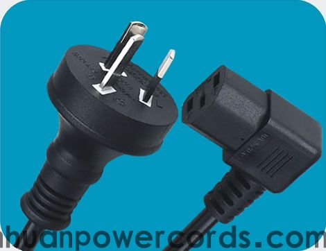 澳大利亞電源線, 左彎品字尾插頭(圖1) 澳大利亞電源線, 左彎品字尾插頭(圖1)